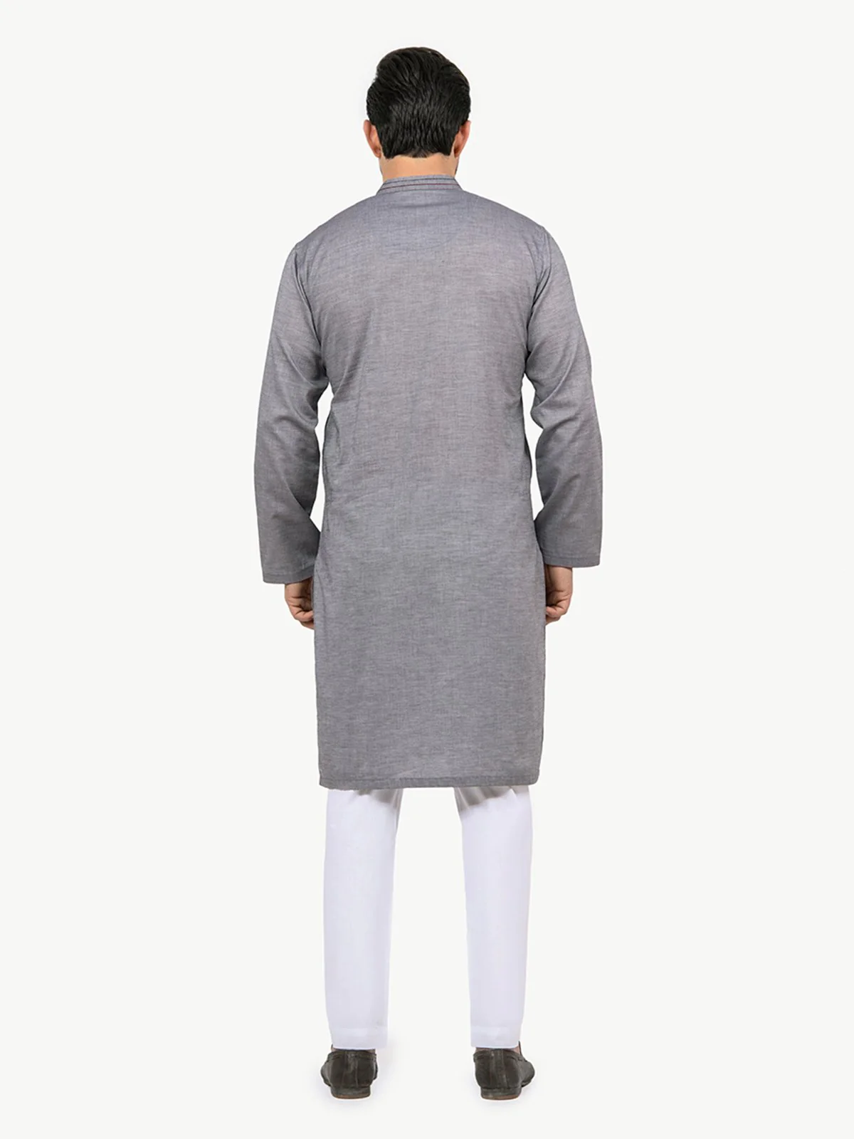 Men's Grey Kurta - EMTK22S-99140 - Image 4