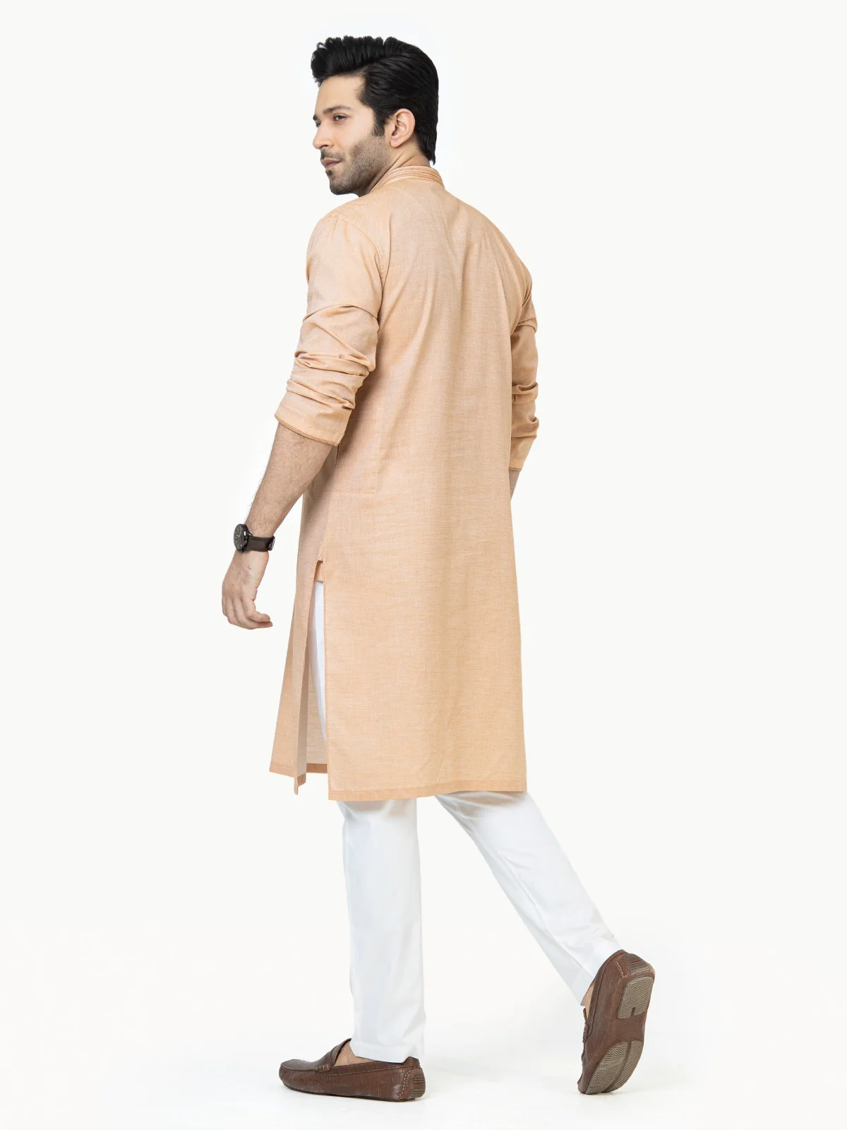 Men's Light Brown Kurta - EMTK22S-99142 - Image 3