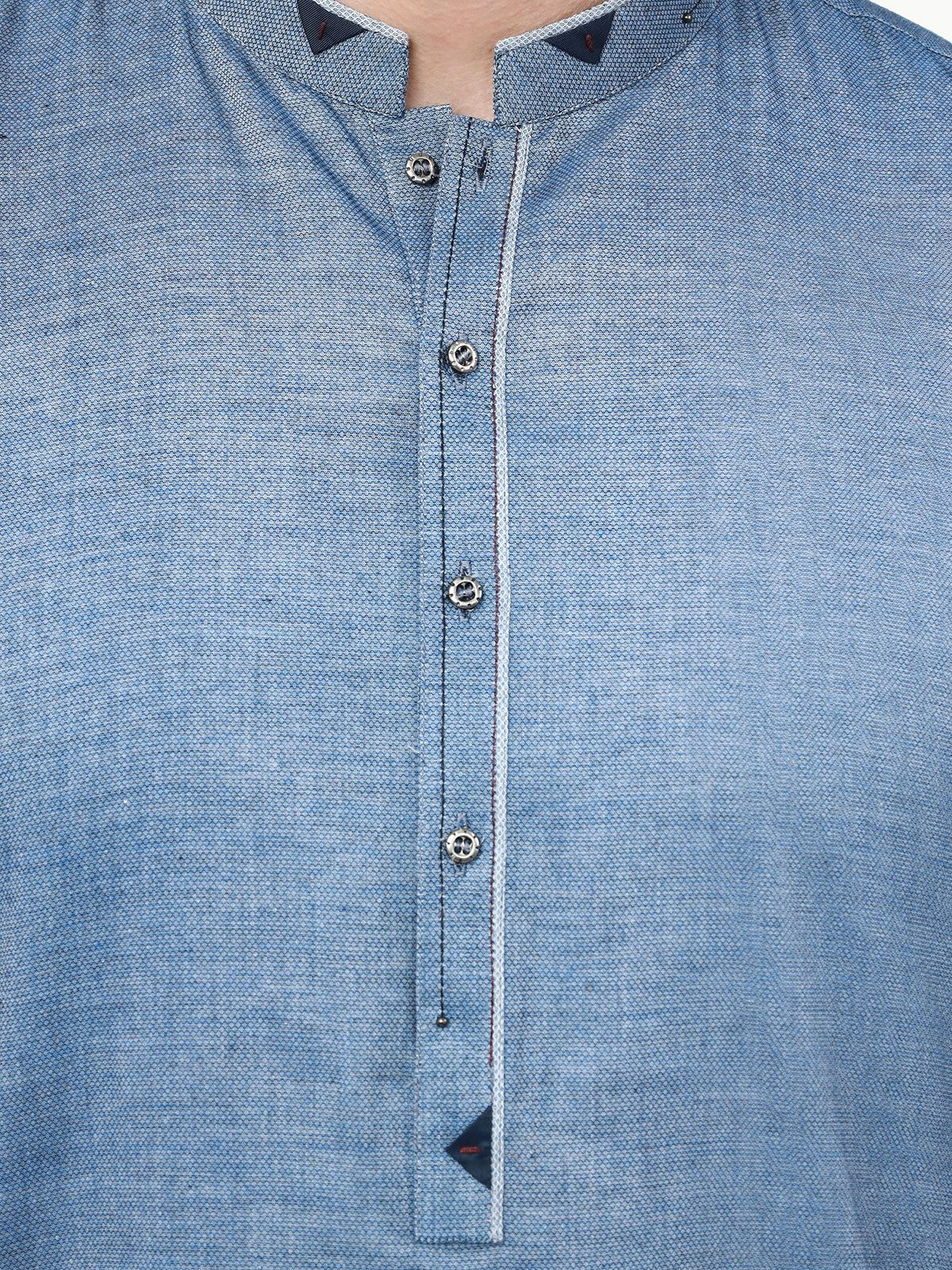 Men's Blue Kurta - EMTK22S-99144 - Image 4