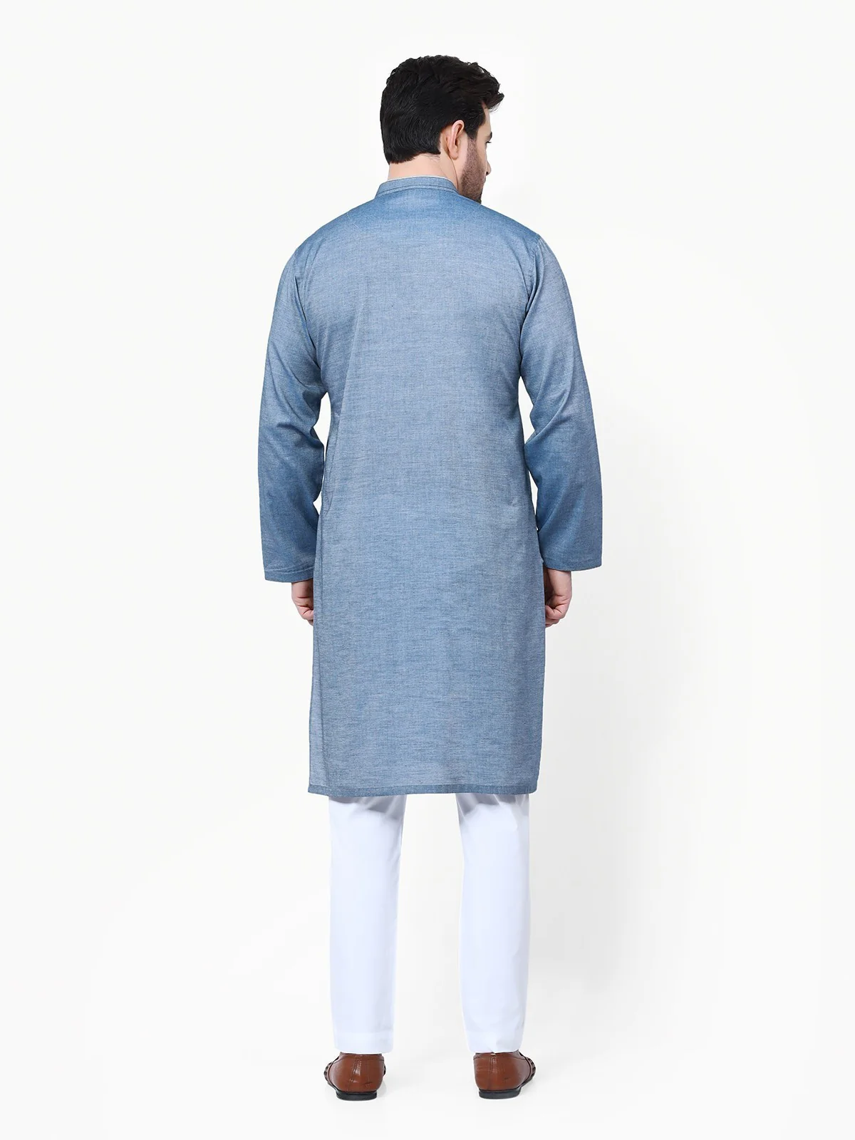 Men's Blue Kurta - EMTK22S-99144 - Image 5