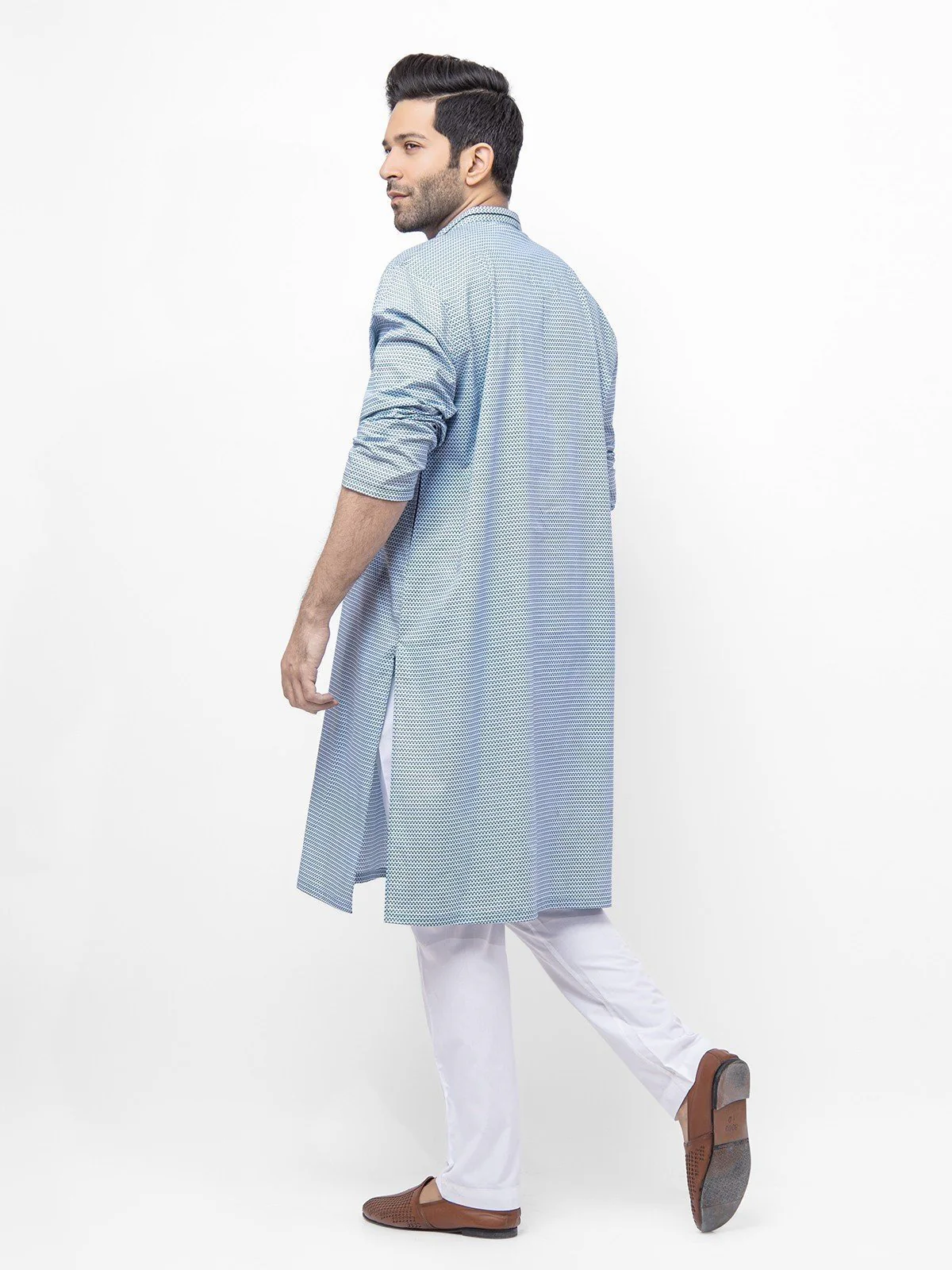 Men's Sky Blue Kurta - EMTK22S-99170 - Image 4