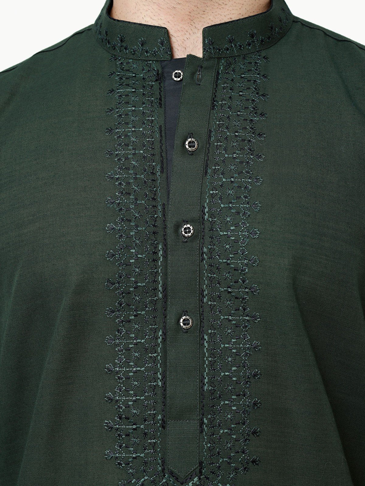 Men's Dark Green Kurta - EMTK22S-99211 - Image 4