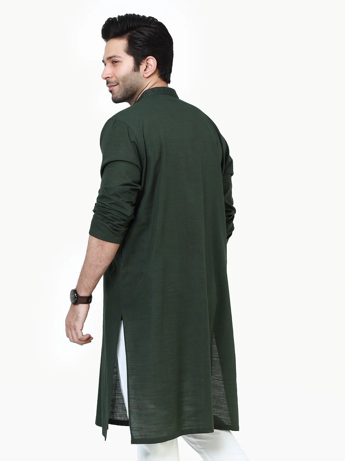 Men's Dark Green Kurta - EMTK22S-99211 - Image 5