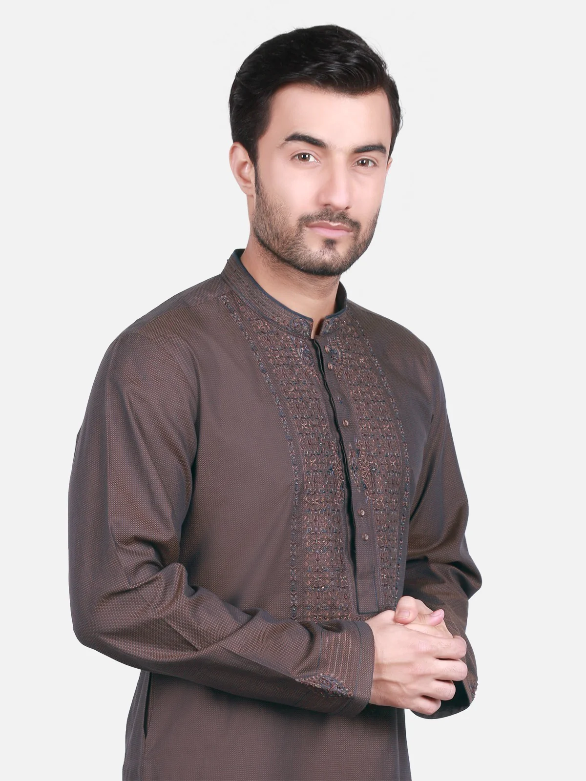 Men's Brown Kurta Ceremonial - EMTKC18-008 - Image 2