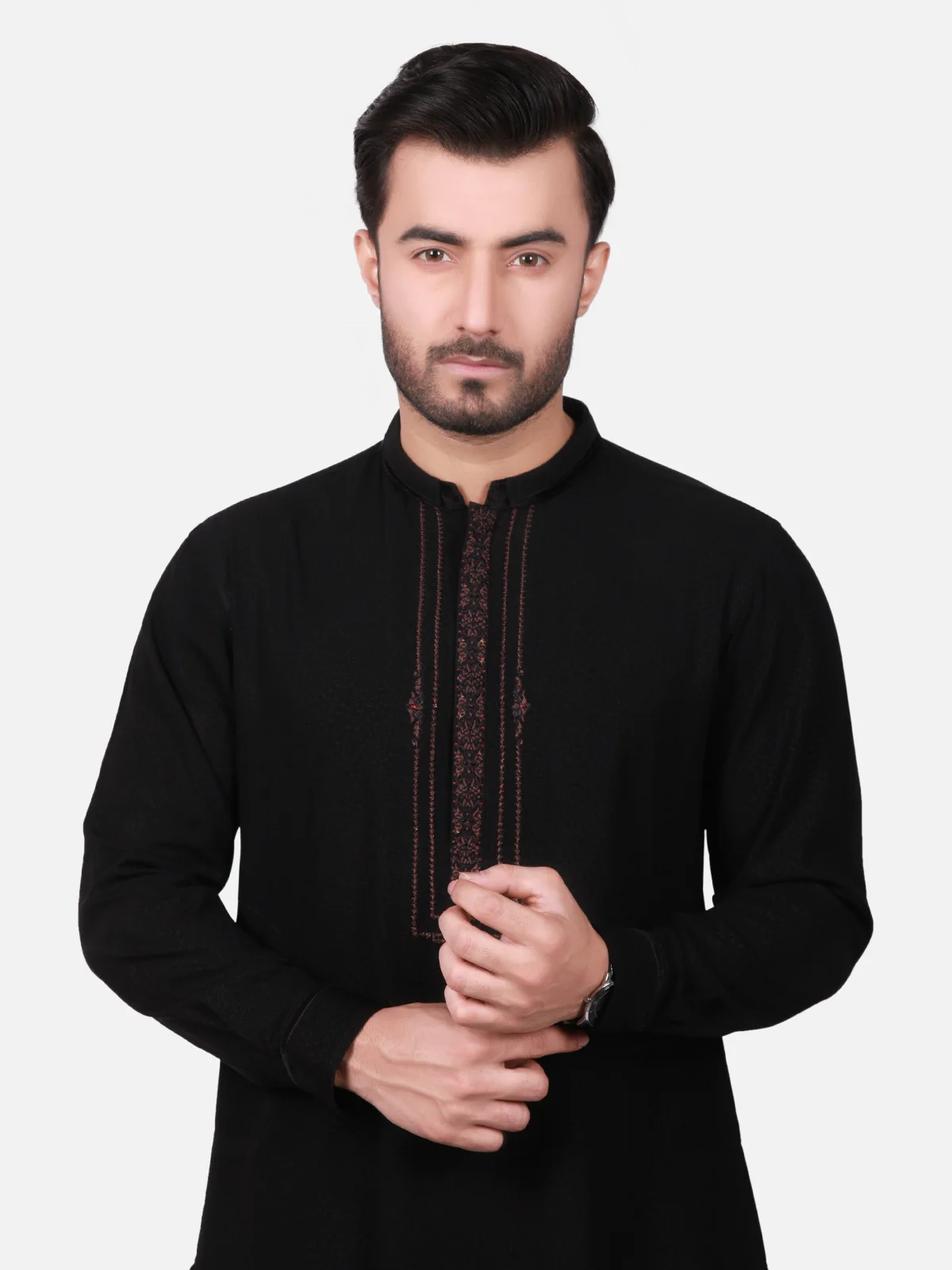 Men's Black Kurta Ceremonial - EMTKC18-010 - Image 2