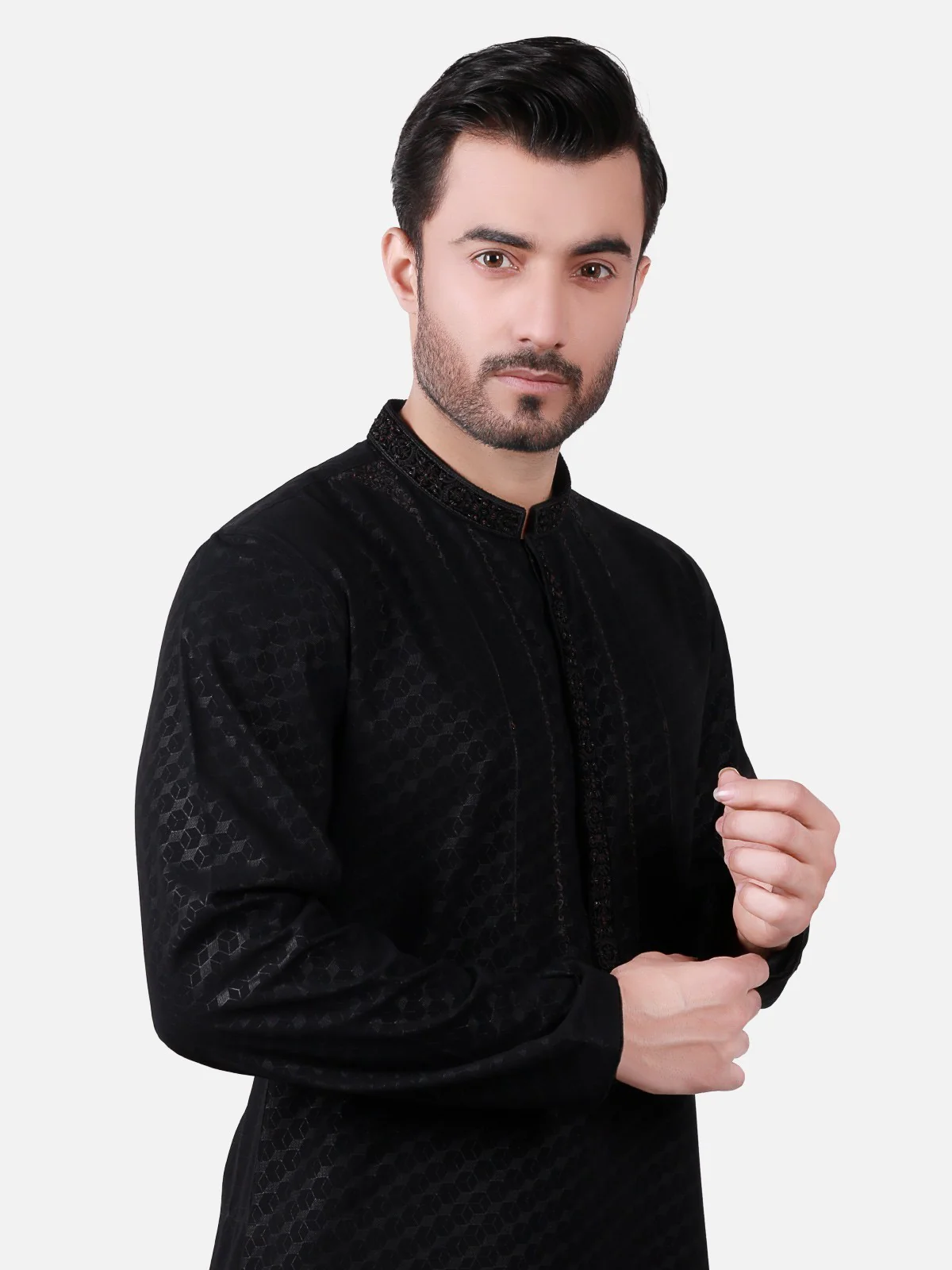 Men's Black Kurta Ceremonial - EMTKC18-014 - Image 2
