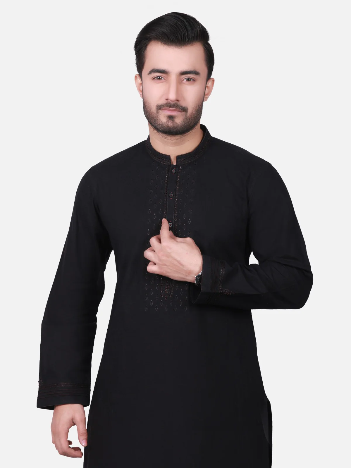 Men's Black Kurta Ceremonial - EMTKC18-015 - Image 2