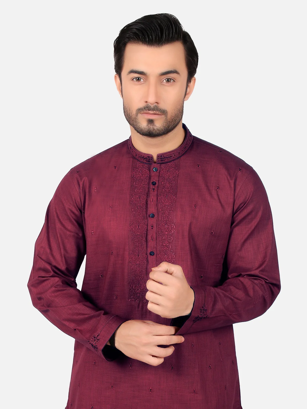 Men's Maroon Kurta Ceremonial - EMTKC18-017 - Image 2