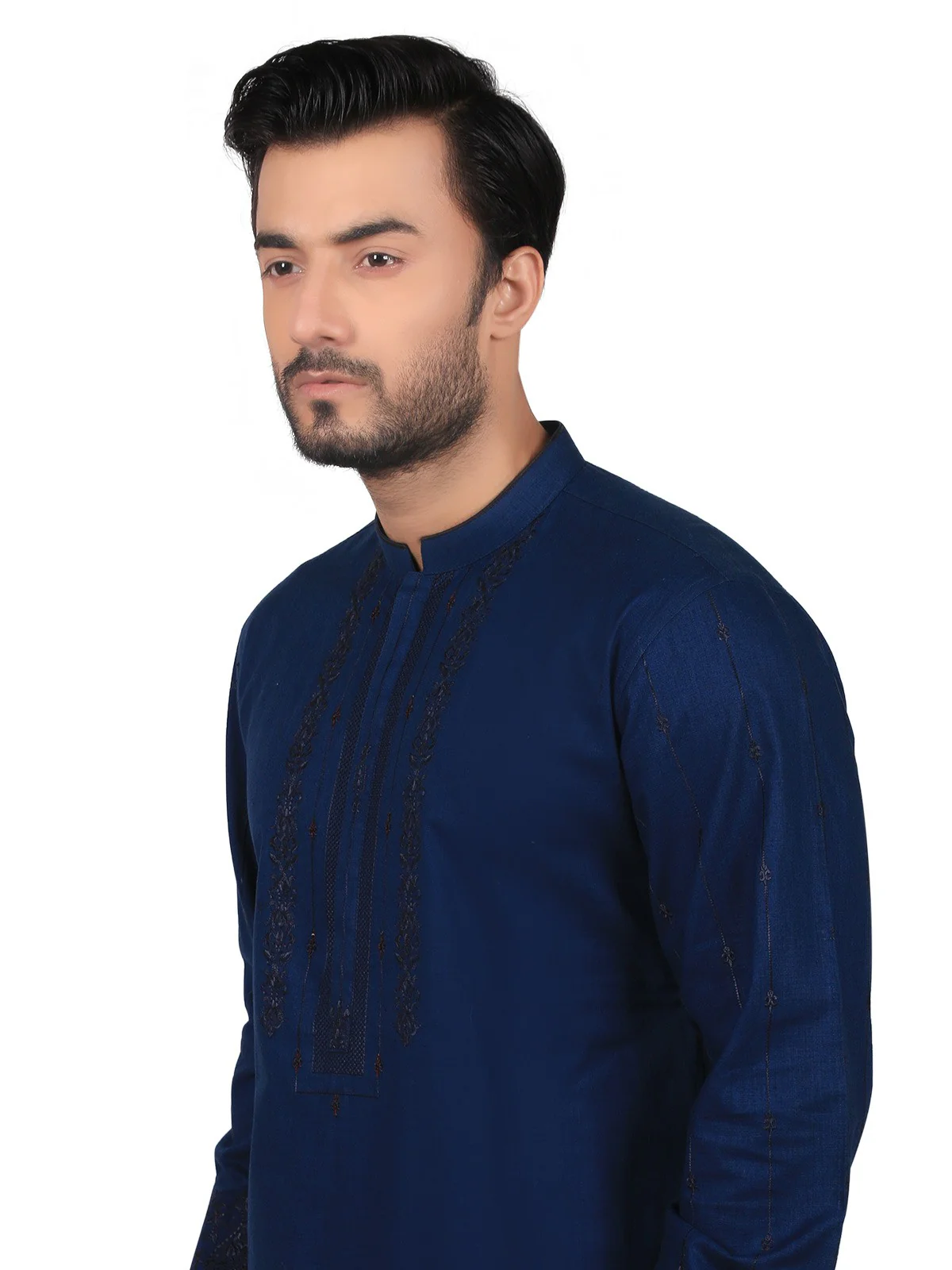 Men's Navy Kurta Ceremonial - EMTKC18-018 - Image 2