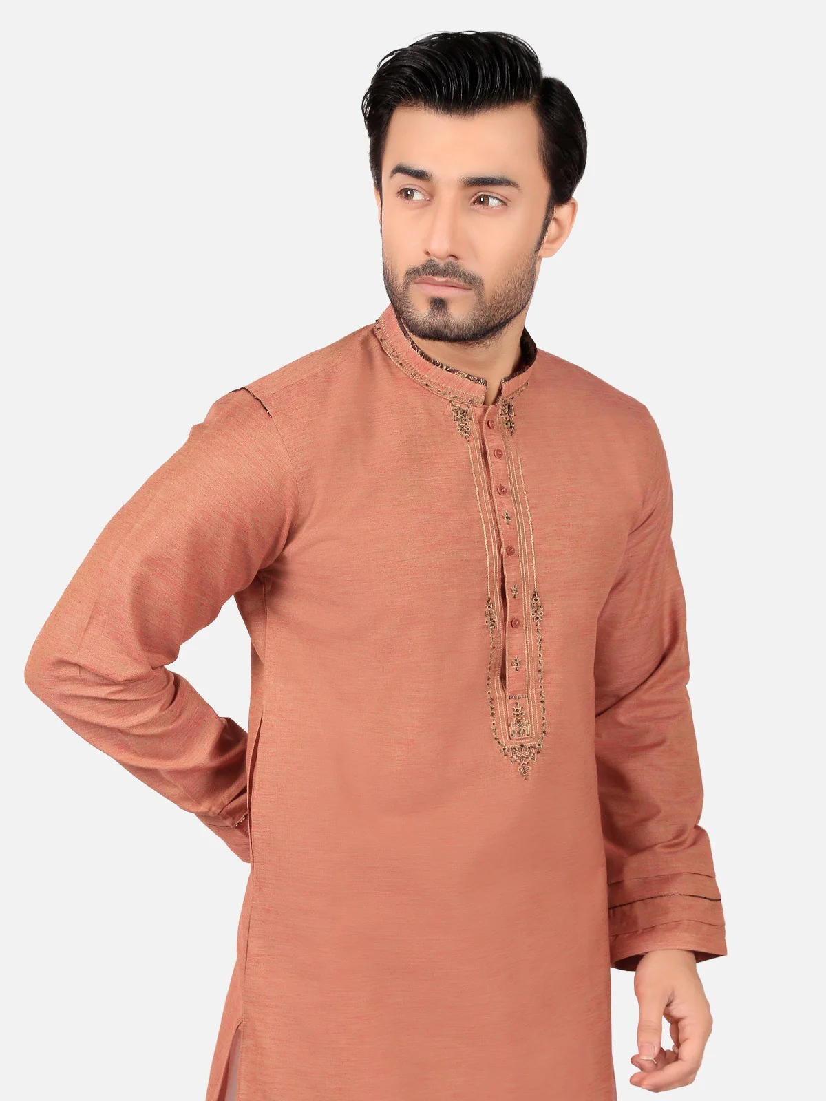 Men's Rust Kurta Ceremonial - EMTKC18-019 - Image 2