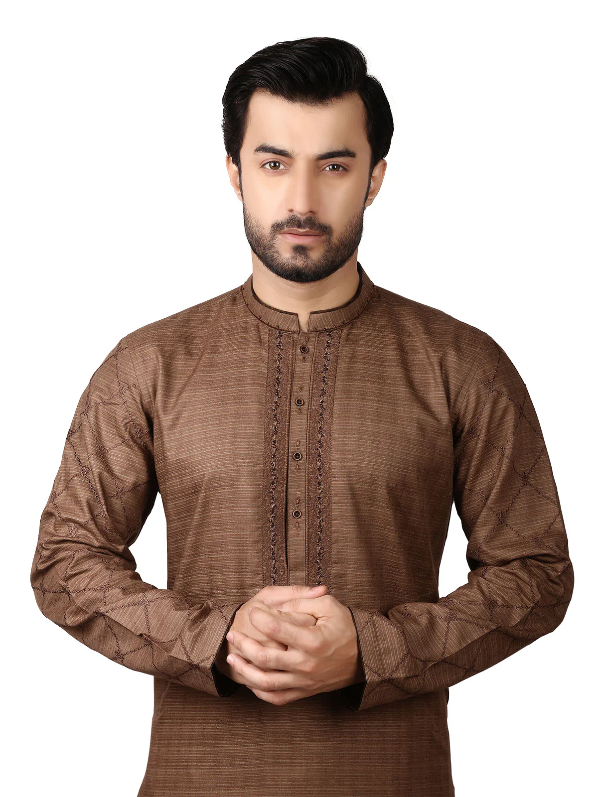 Men's Brown Kurta Ceremonial - EMTKC18-035 - Image 2