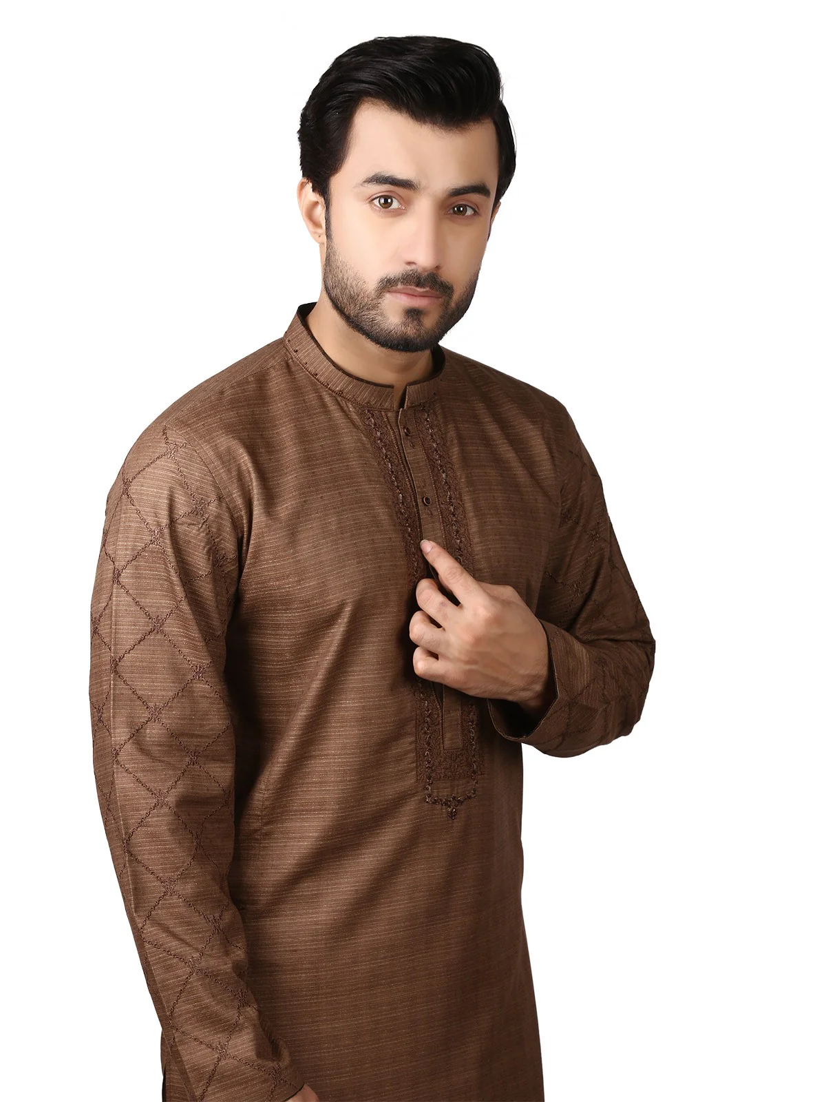 Men's Brown Kurta Ceremonial - EMTKC18-035 - Image 3