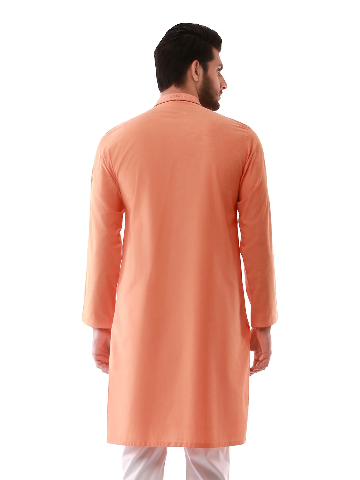 Men's Orange Kurta Ceremonial - EMTKC19-044 - Image 3