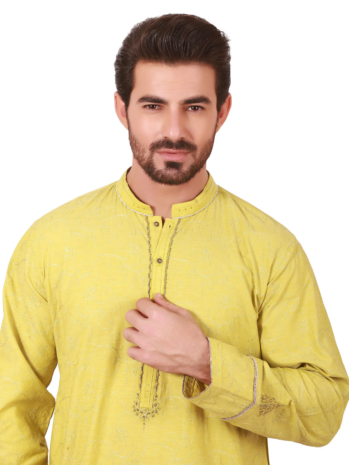 Men's Light Green Kurta Ceremonial - EMTKC19-046 - Image 2