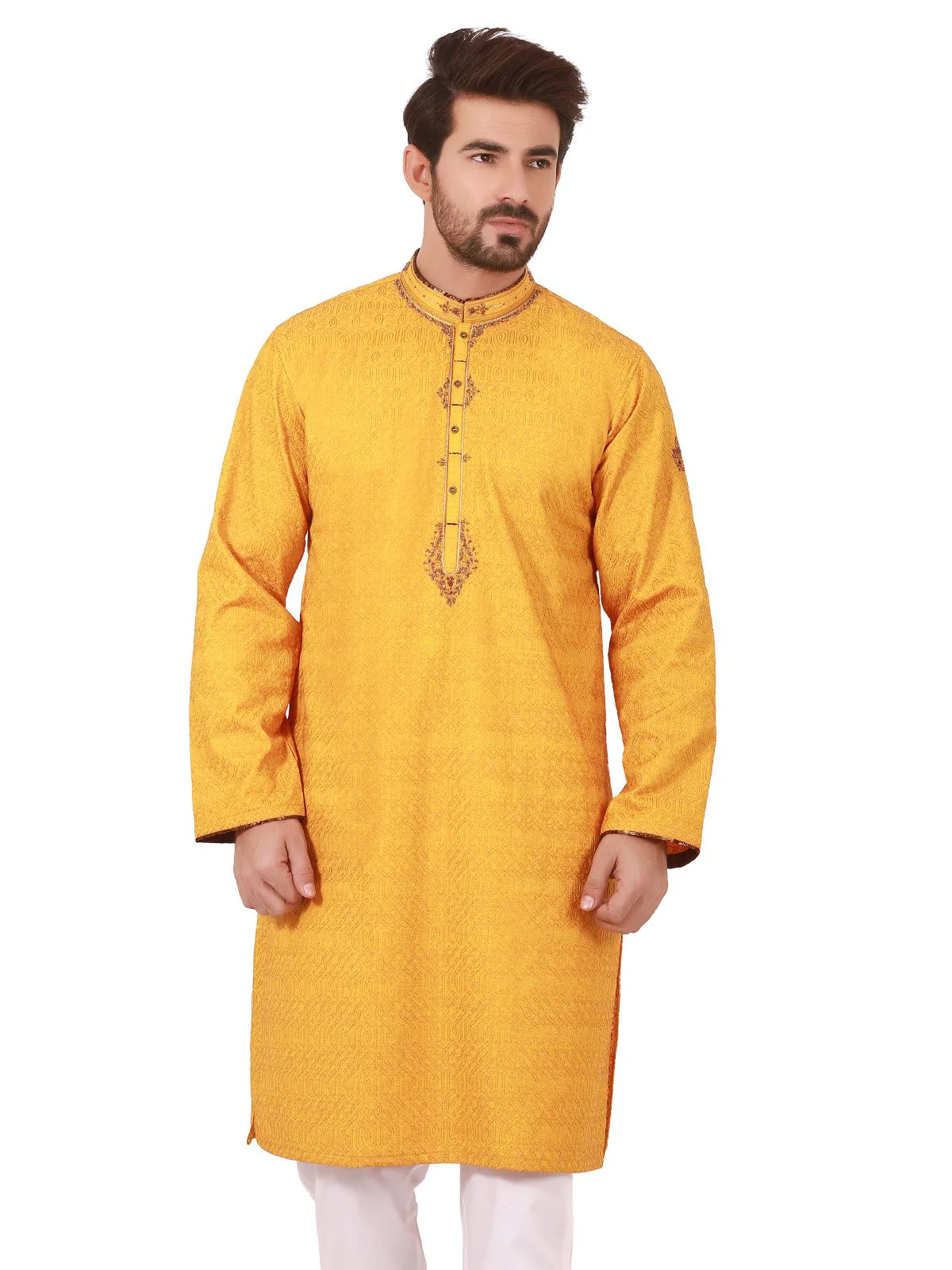 Men's Yellow Kurta Ceremonial - EMTKC20-013