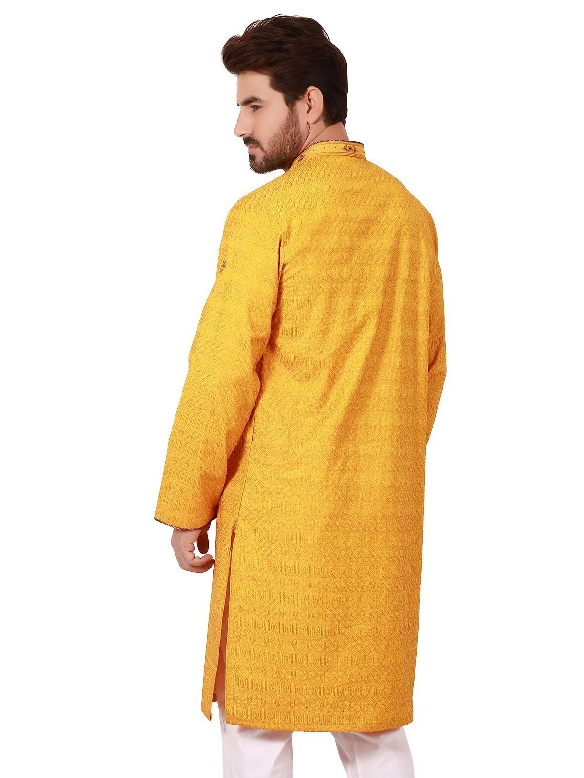 Men's Yellow Kurta Ceremonial - EMTKC20-013 - Image 4