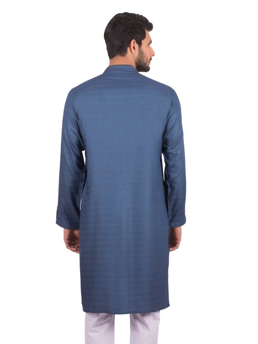Men's Dark Teal Kurta Ceremonial - EMTKC20-036 - Image 2