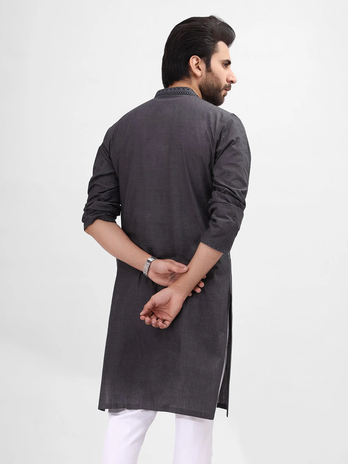 Men's Grey Kurta Ceremonial - EMTKC21-062 - Image 2