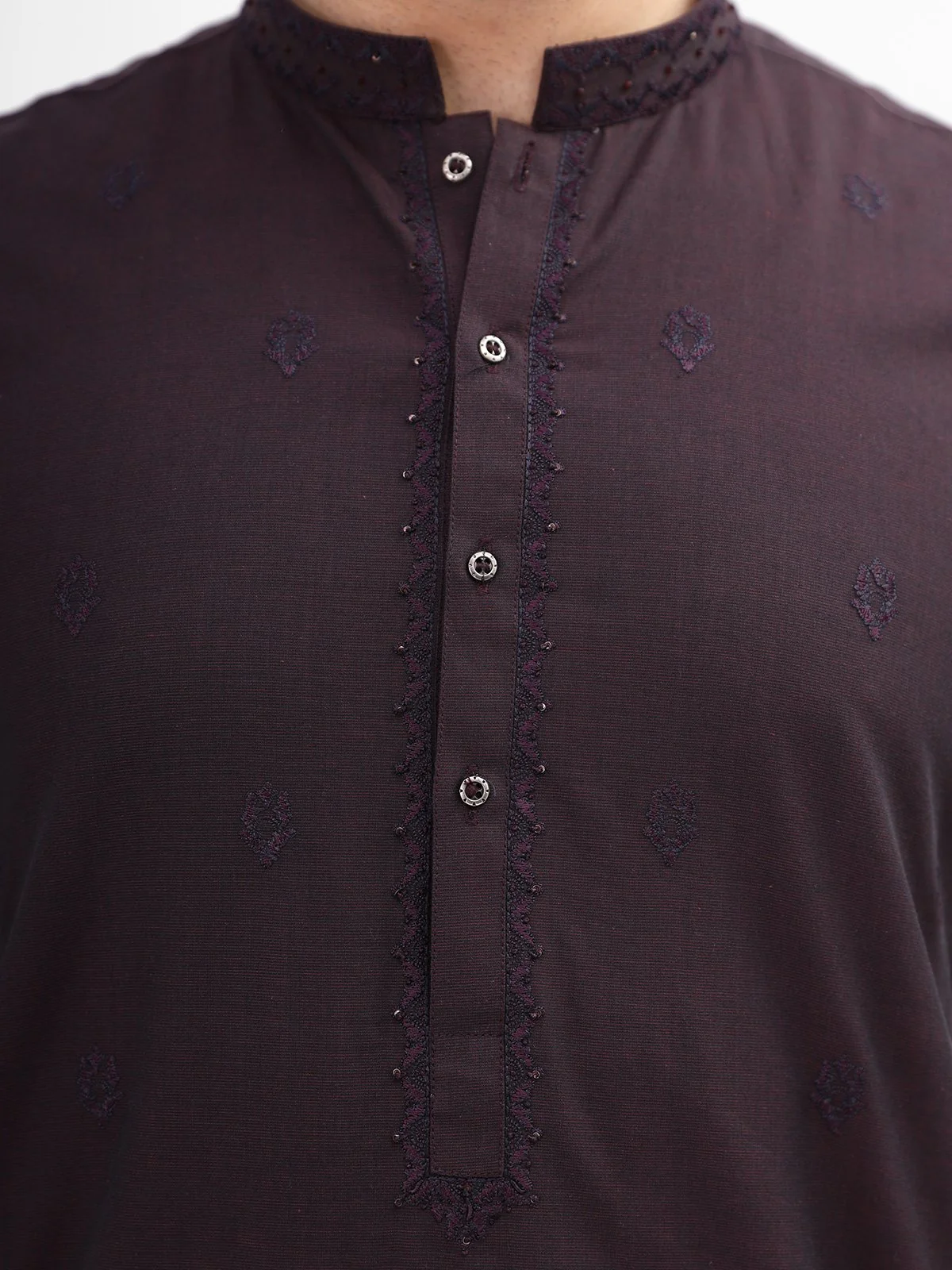 Men's Burgundy Kurta Ceremonial - EMTKC21-063 - Image 2