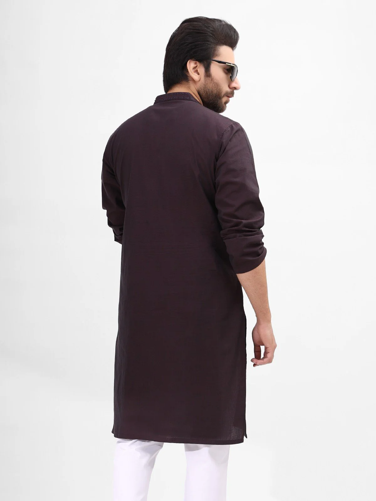 Men's Burgundy Kurta Ceremonial - EMTKC21-063 - Image 3