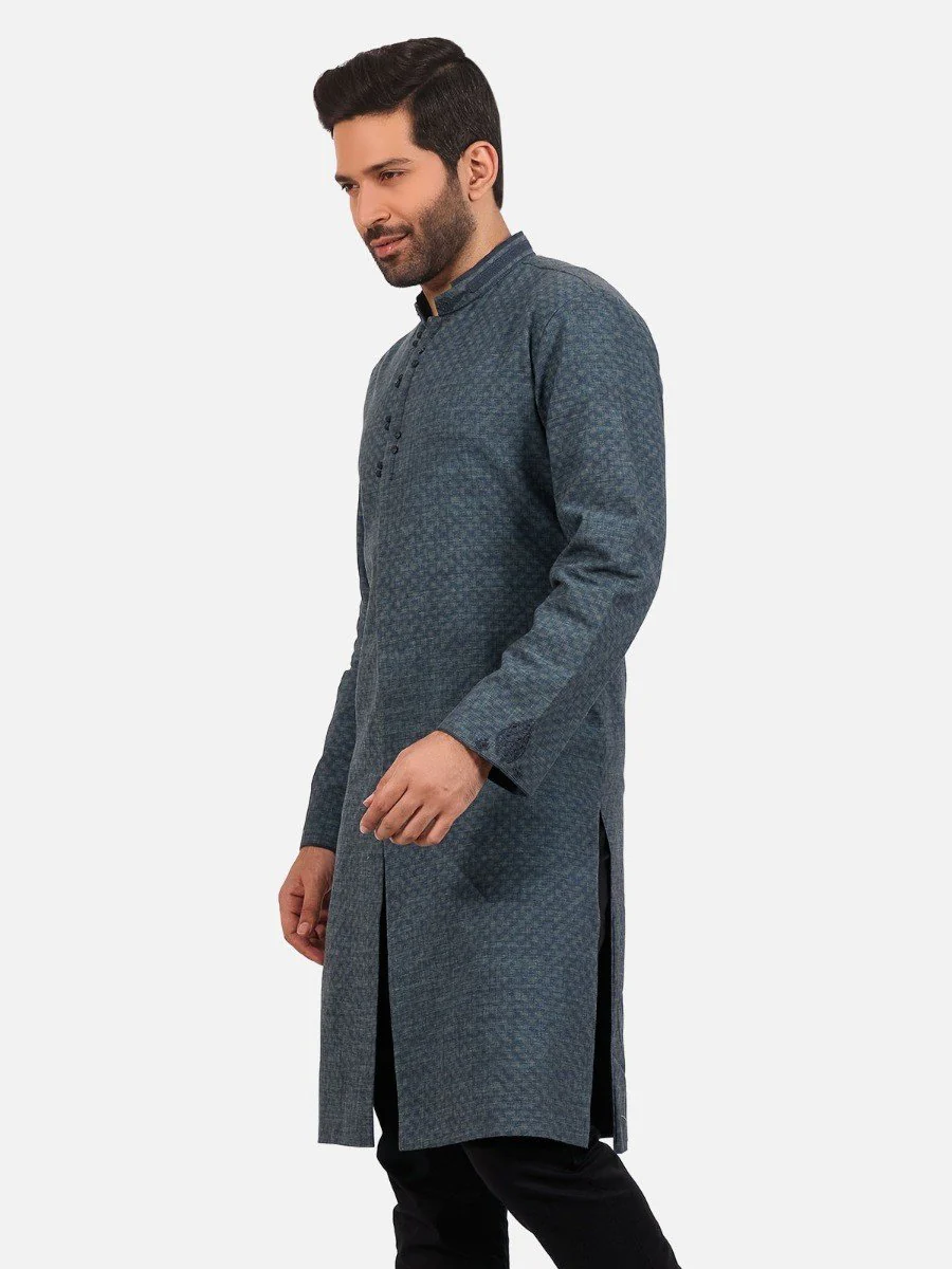 Men's Dark Teal Kurta Ceremonial - EMTKF20-002 - Image 2