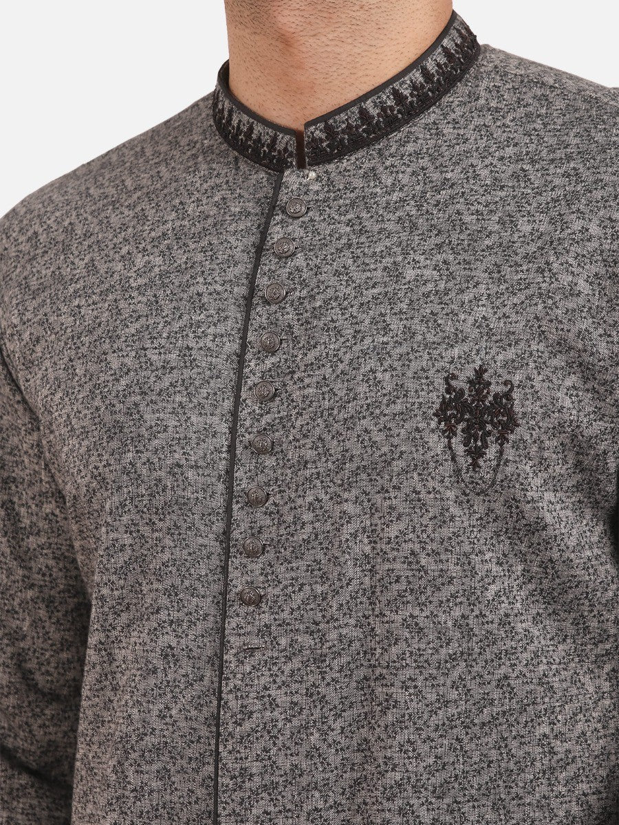 Men's Grey Kurta Ceremonial - EMTKF20-003 - Image 4