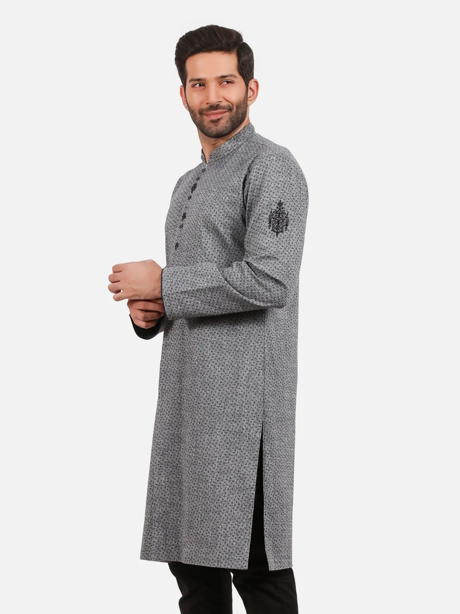 Men's Deep Blue Kurta Ceremonial - EMTKF20-004 - Image 2