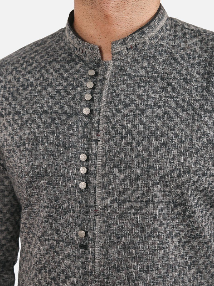 Men's Grey Kurta Ceremonial - EMTKF20-005 - Image 5
