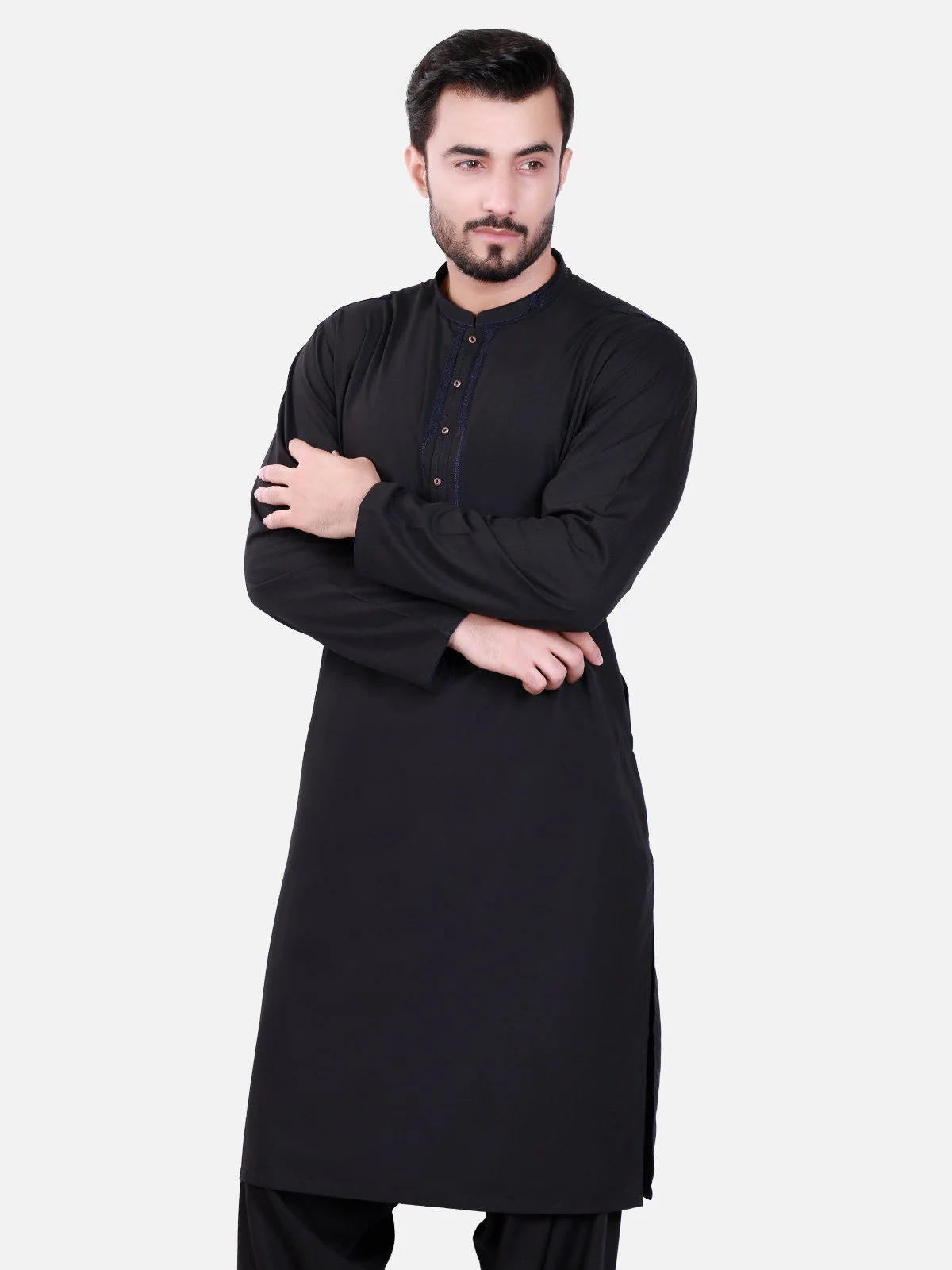 Men's Black Shalwar Kameez - EMTKS17S-40467 - Image 2