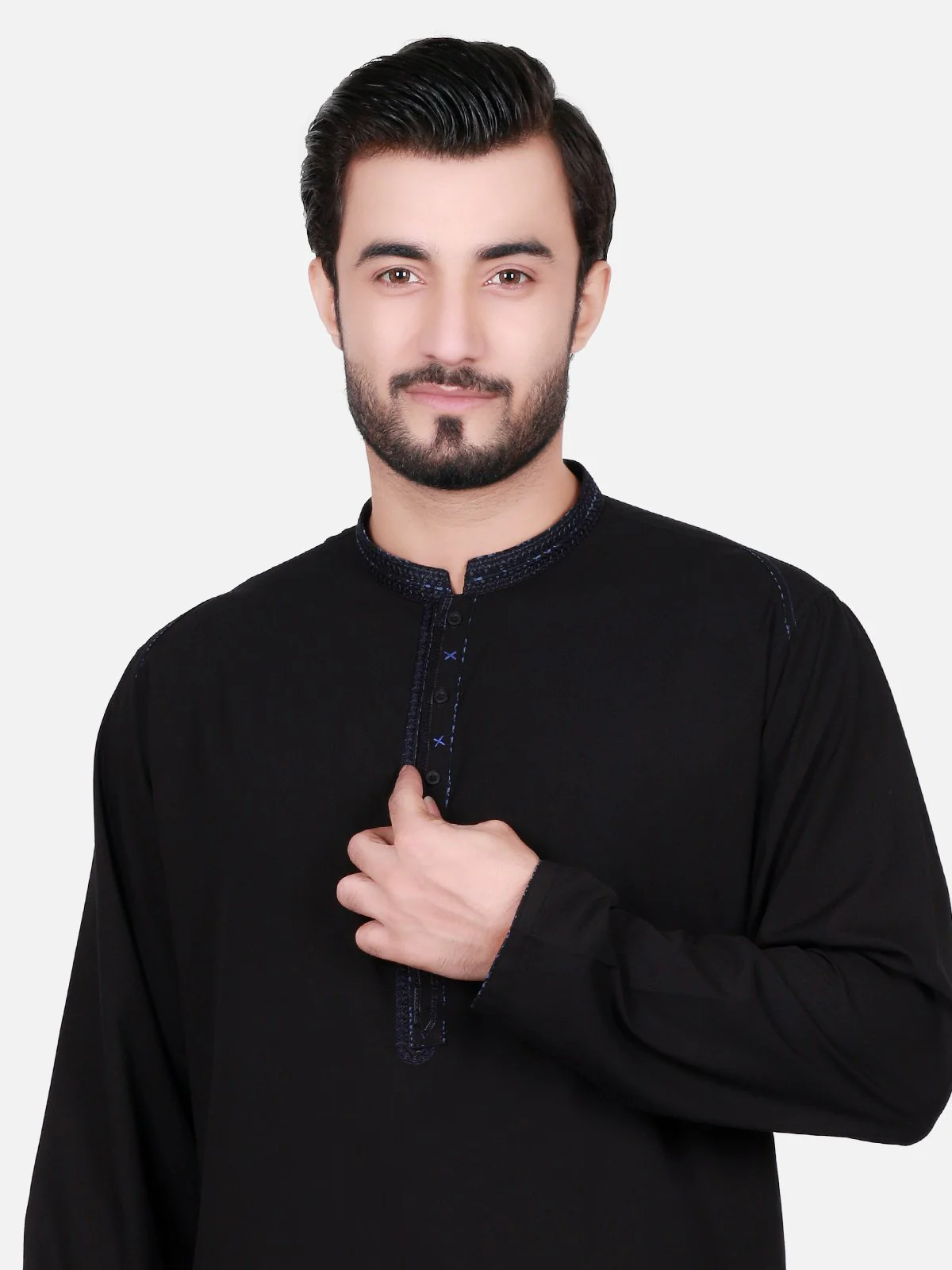 Men's Black Shalwar Kameez - EMTKS17S-40492 - Image 2