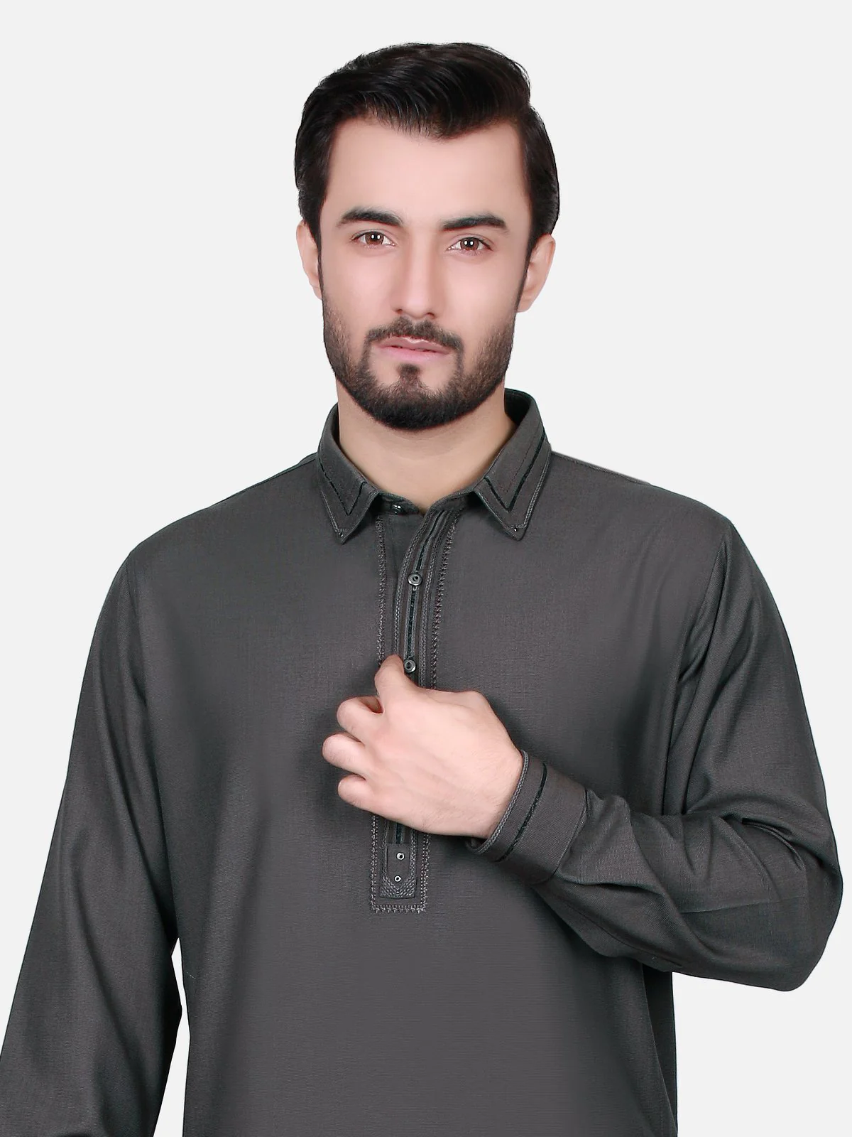 Men's Light Brown Shalwar Kameez - EMTKS17W-40543 - Image 2