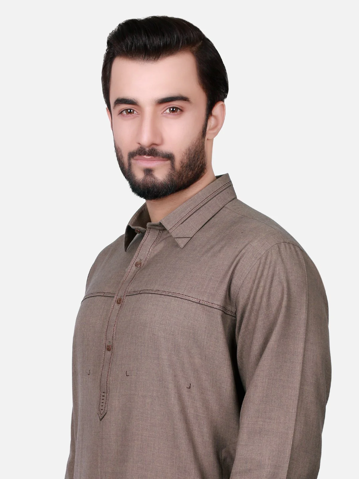 Men's Light Brown Shalwar Kameez - EMTKS17W-40545 - Image 2