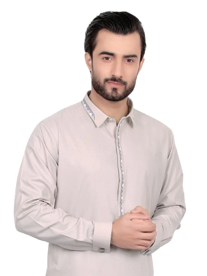 Men's Grey Shalwar Kameez - EMTKS18CFS-40486 - Image 2
