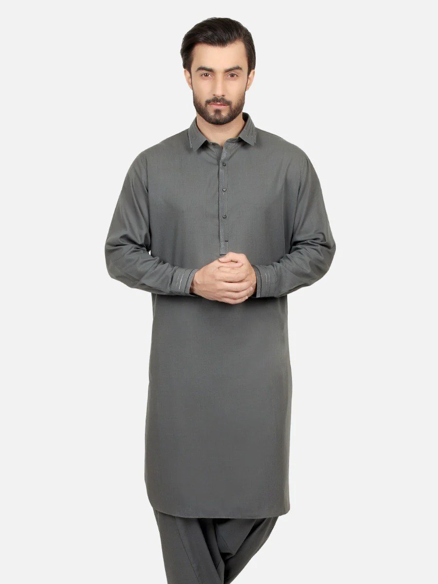 Men's Green Shalwar Kameez - EMTKS18S-40571 - Image 2