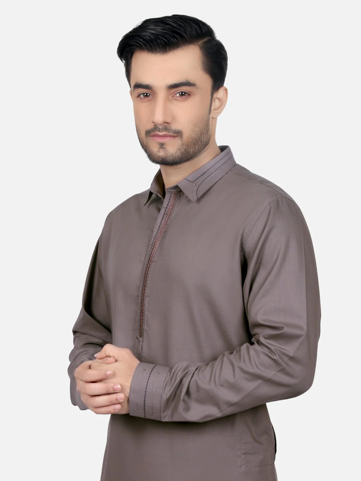 Men's Light Brown Shalwar Kameez - EMTKS18S-40609 - Image 2