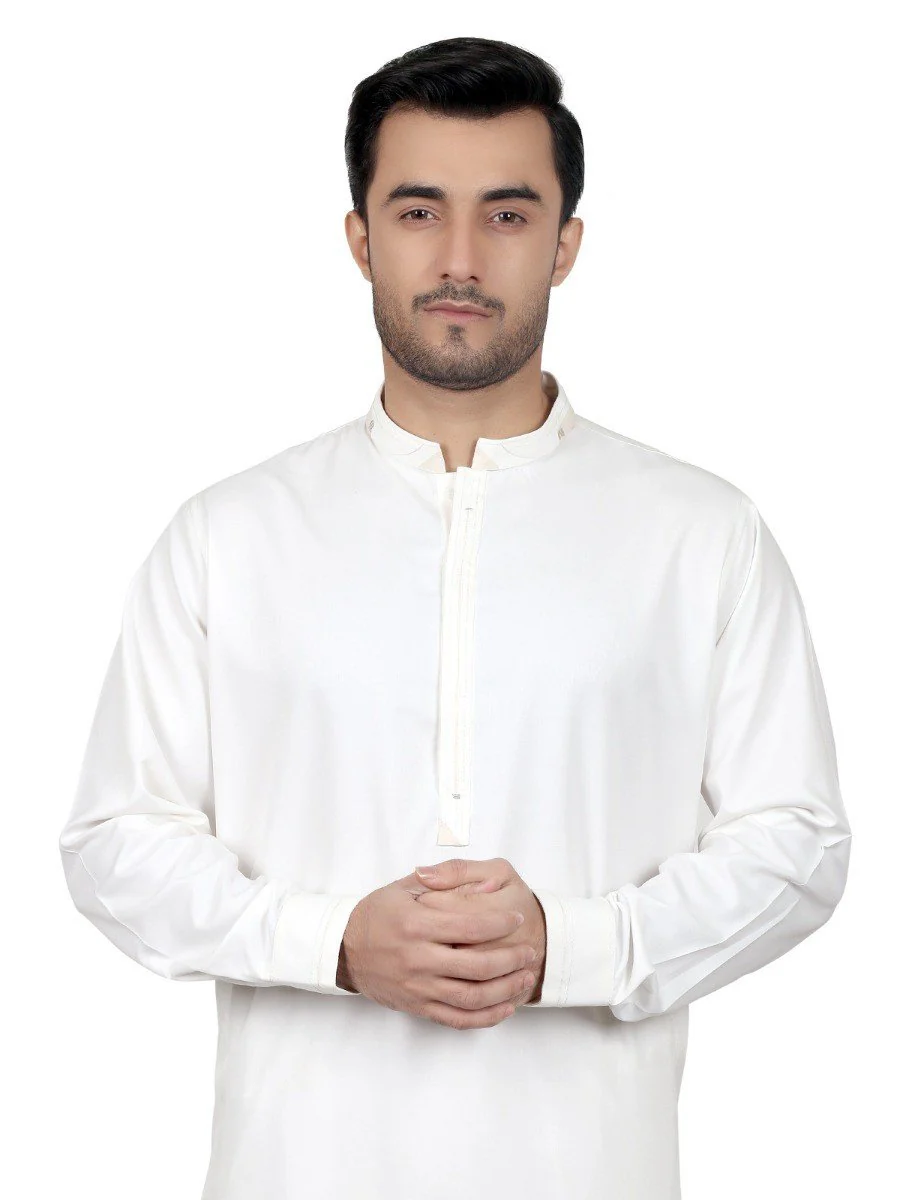 Men's Cream Shalwar Kameez - EMTKS18S-40612 - Image 2