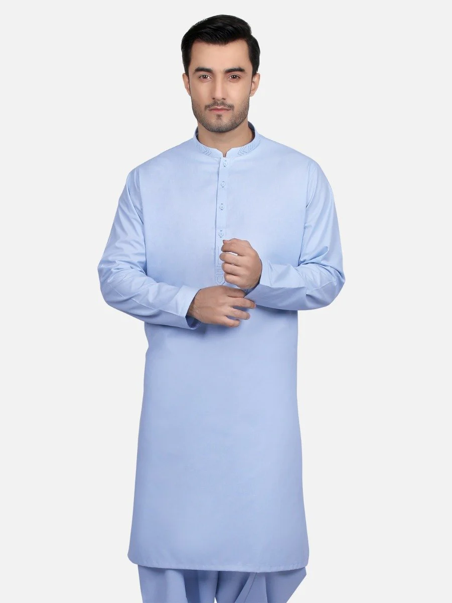 Men's Sky Blue Shalwar Kameez - EMTKS18S-40616