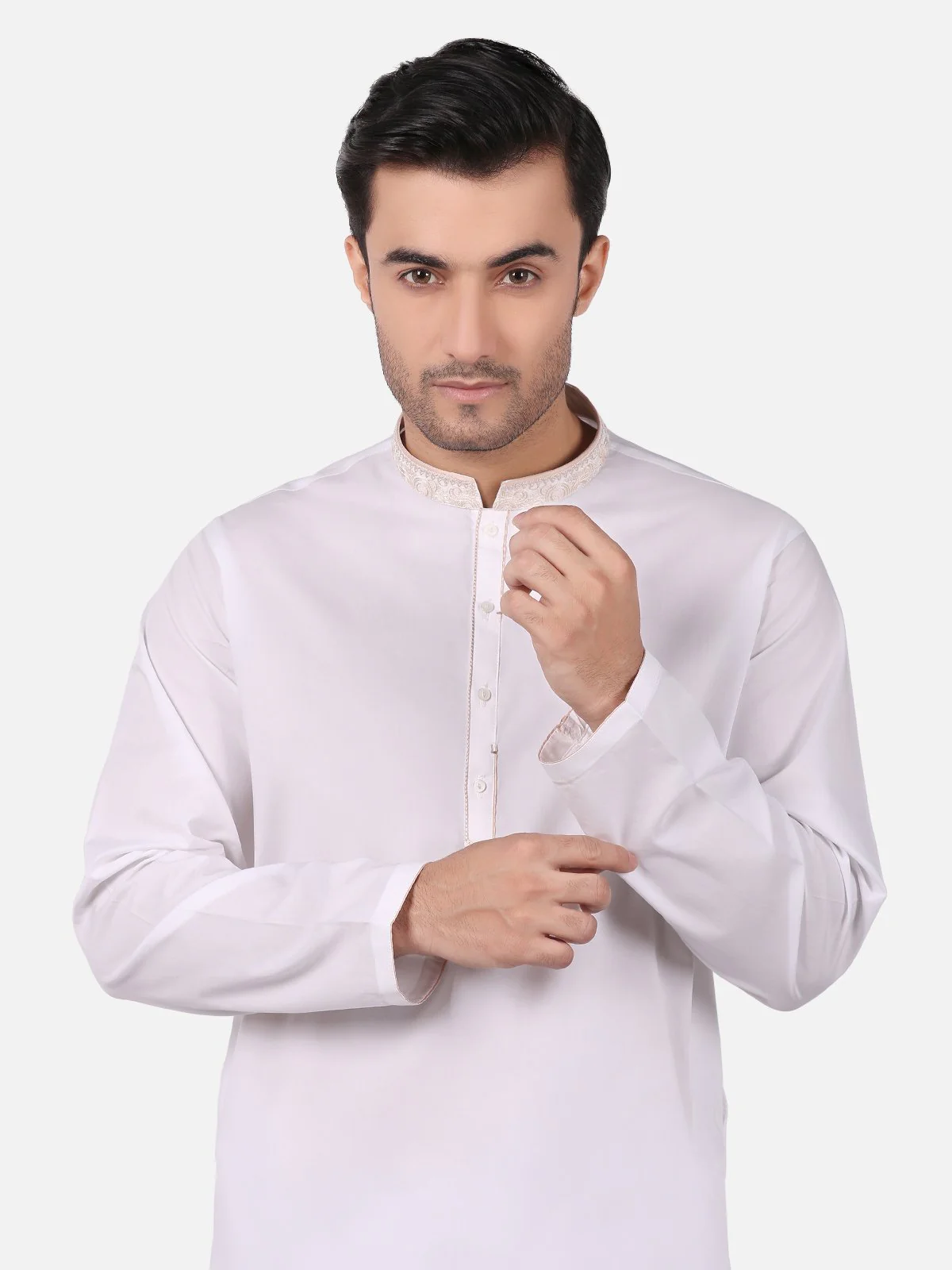 Men's Off White Shalwar Kameez - EMTKS18S-40627 - Image 2