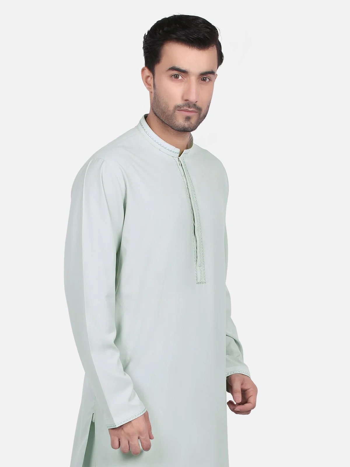 Men's Ice Green Shalwar Kameez - EMTKS18S-40628 - Image 2