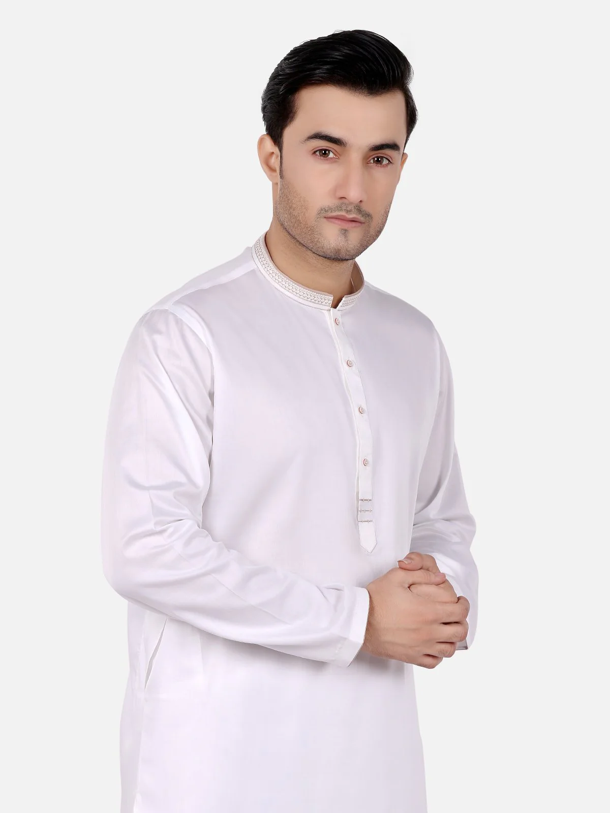 Men's Off White Shalwar Kameez - EMTKS18S-40633 - Image 2