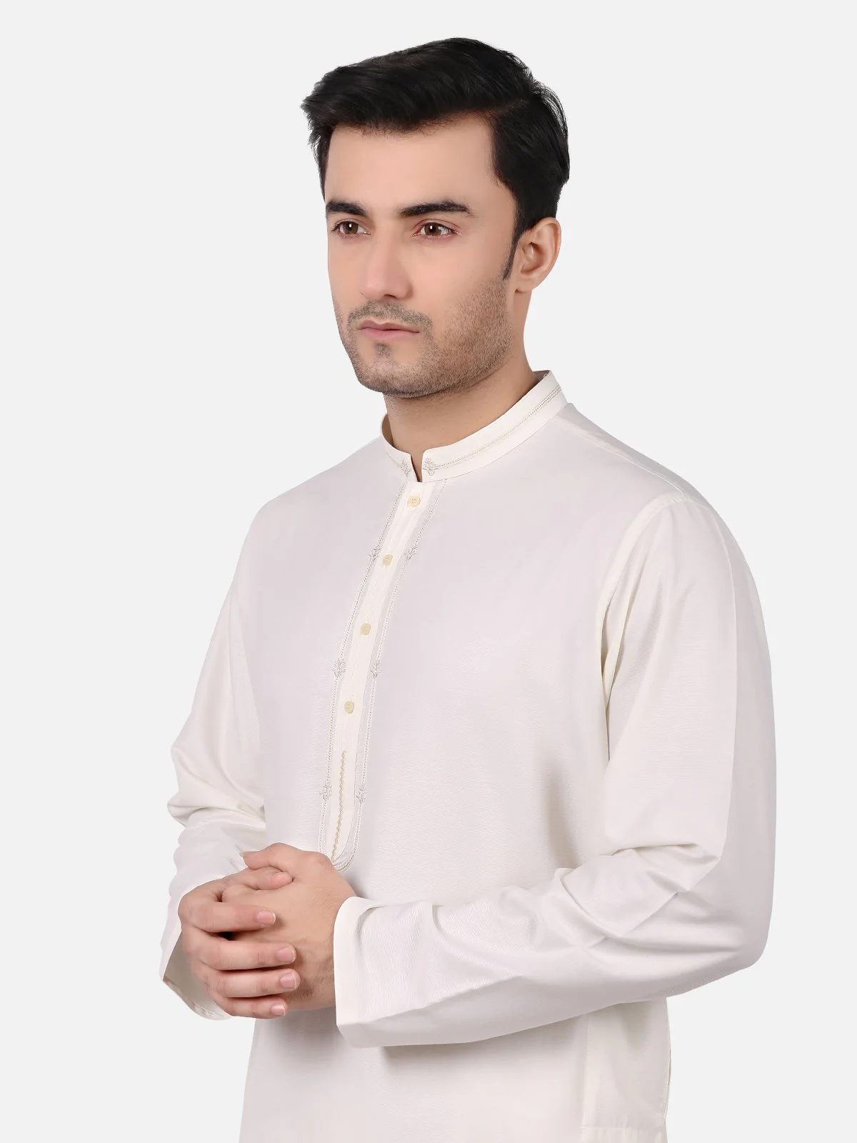 Men's Cream Shalwar Kameez - EMTKS18S-40635 - Image 2
