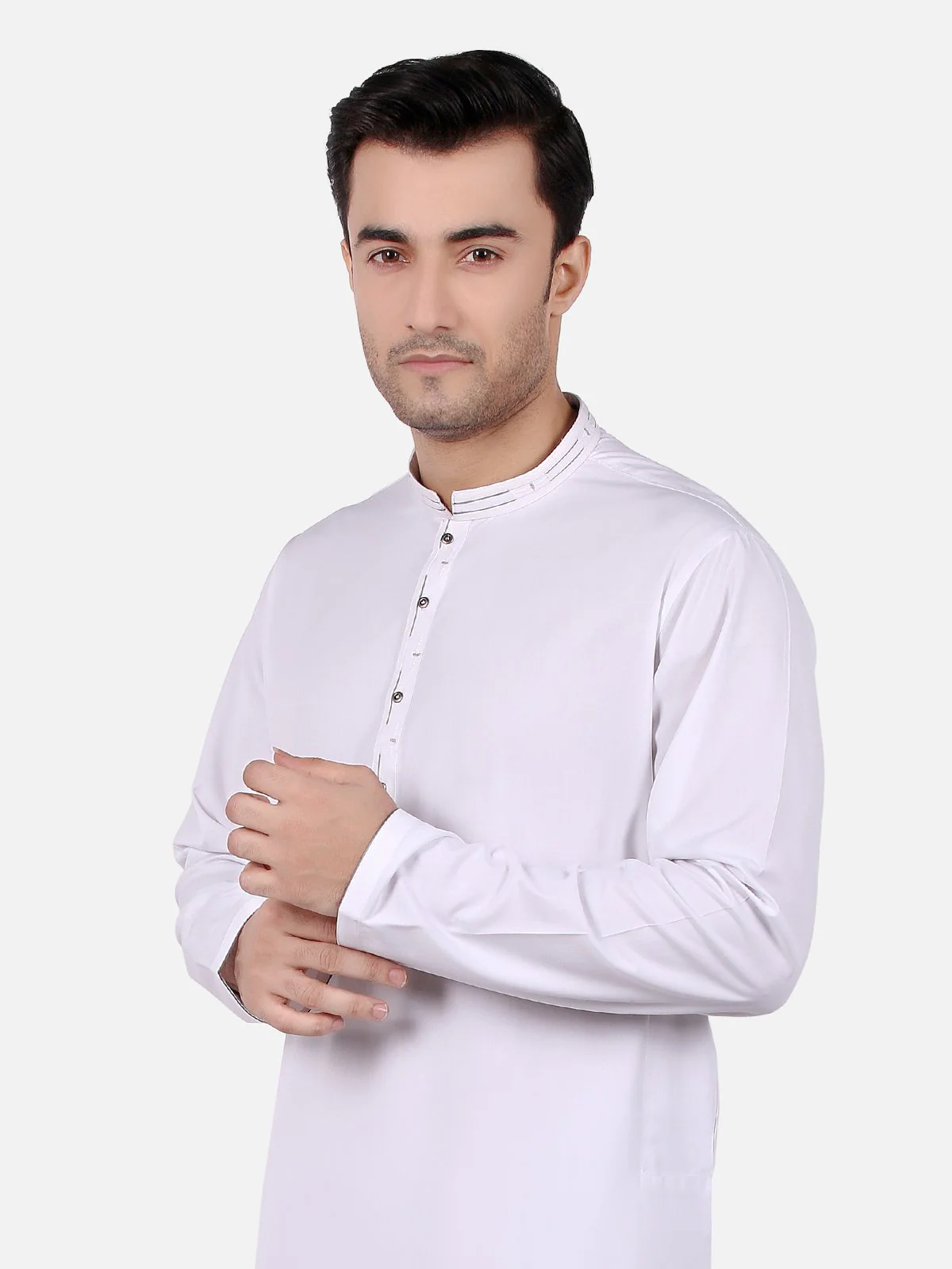 Men's White Shalwar Kameez - EMTKS18S-40643 - Image 2