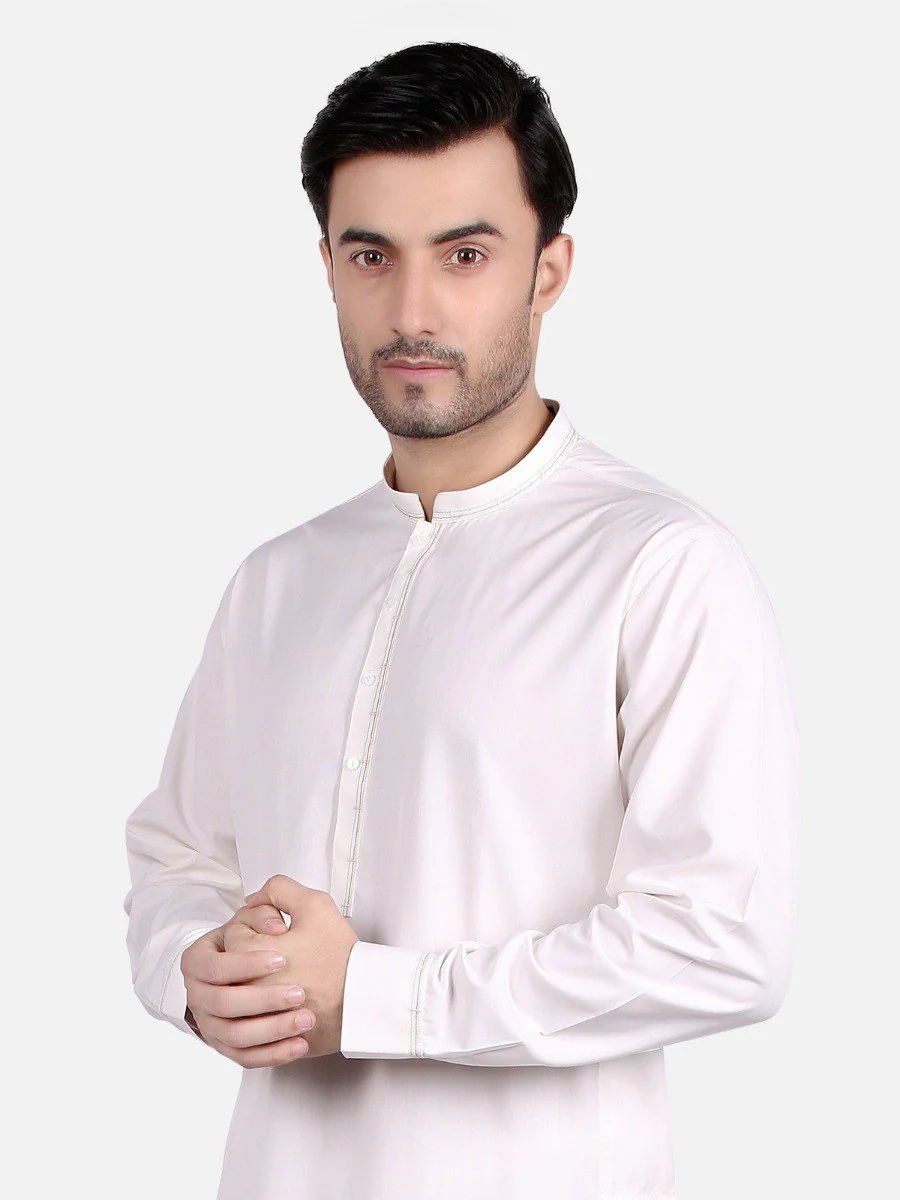 Men's Cream Shalwar Kameez - EMTKS18S-40646 - Image 2