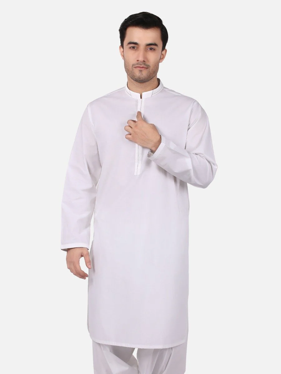 Men's Off White Shalwar Kameez - EMTKS18S-40650