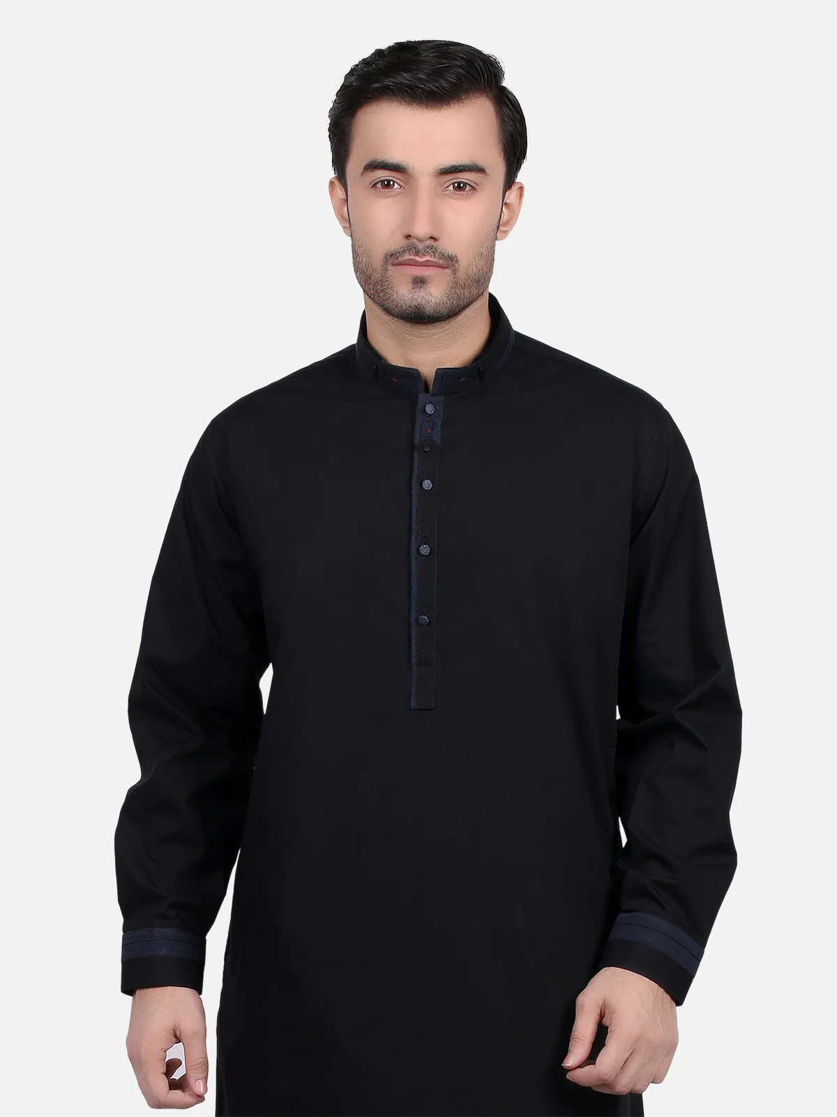 Men's Black Shalwar Kameez - EMTKS18S-40651 - Image 2