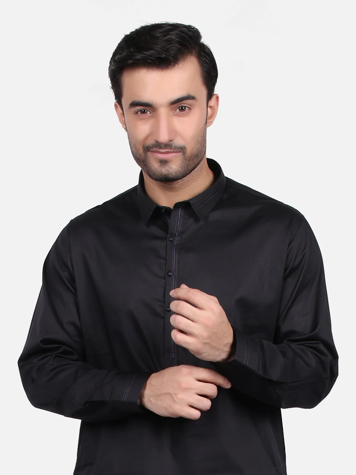 Men's Black Shalwar Kameez - EMTKS18S-40663 - Image 2