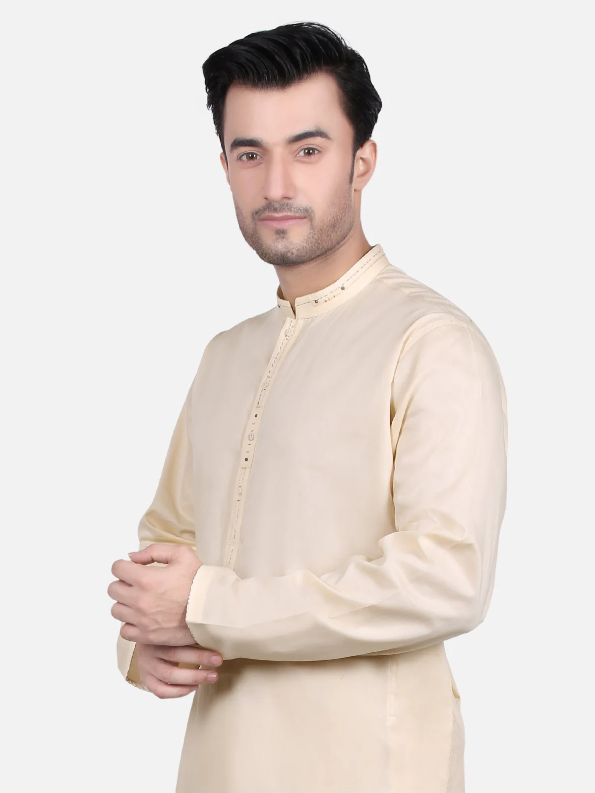 Men's Light Beige Shalwar Kameez - EMTKS18S-40664 - Image 2