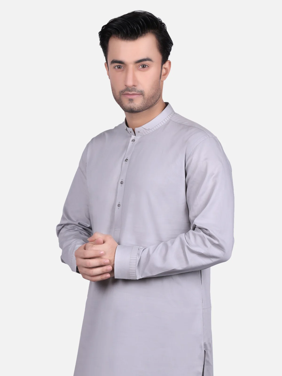 Men's Grey Shalwar Kameez - EMTKS18S-40665 - Image 2