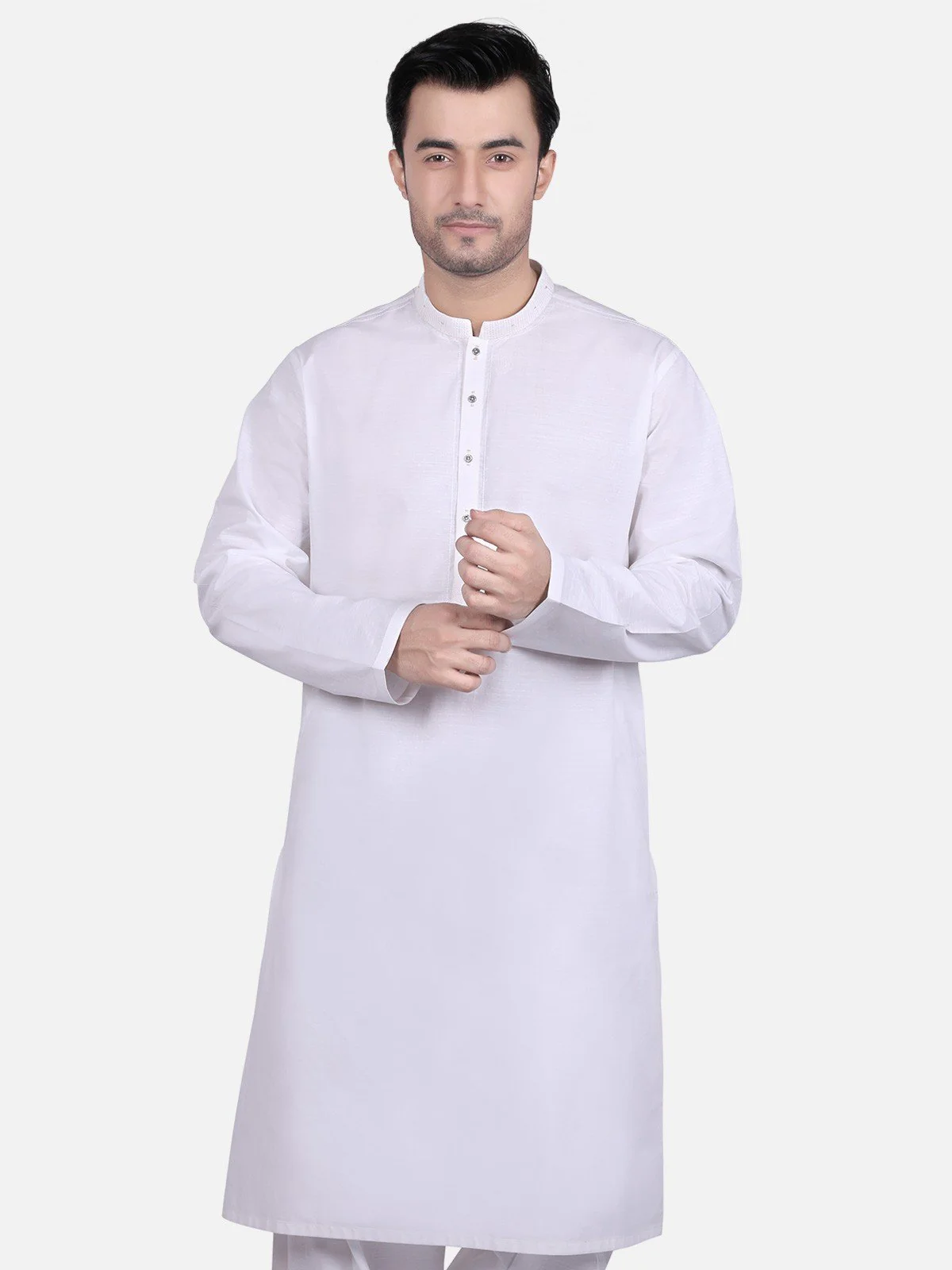Men's Off White Shalwar Kameez - EMTKS18S-40673 - Image 3