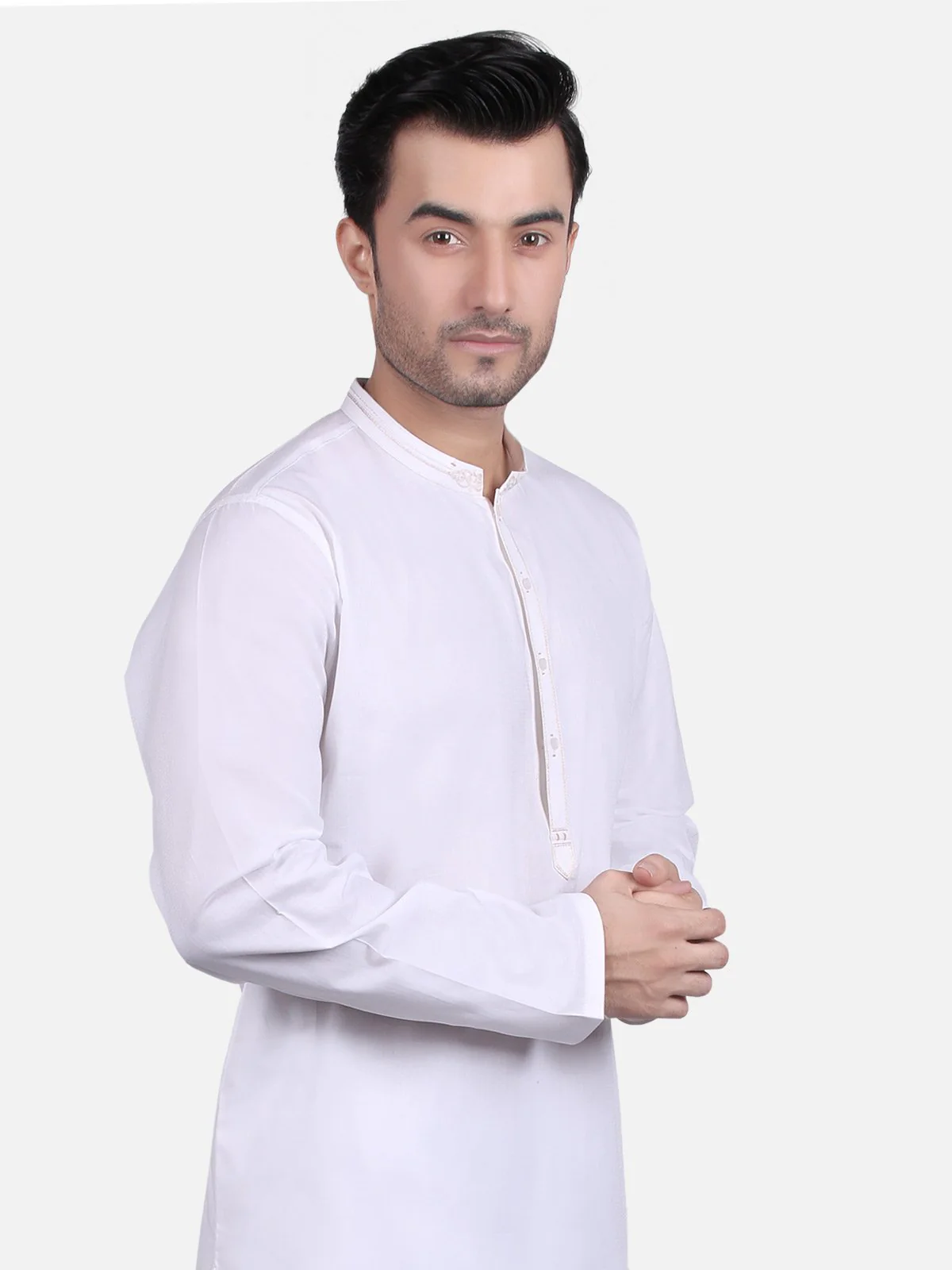 Men's White Shalwar Kameez - EMTKS18S-40681 - Image 2